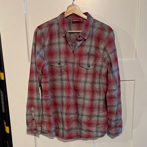 Women's Red Plaid Button-Down Shirt - Unbranded